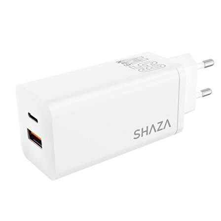 SHAZA 65W USB QC 3.0 & Type-C Çift Çıkışlı Şarj Adaptörü