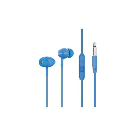 Sunix Stereo Mikrofonlu 3.5mm Kulak İçi Kablolu Kulaklık Mavi SX-16