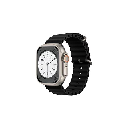 Sunix Apple Watch 42mm / 44mm / 45mm/ 49mm Uyumlu Akıllı Saat Kordonu Siyah
