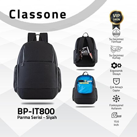 Classone BP-IT800 Parma 15.6"  Laptop Notebook Sırt Çantası Siyah