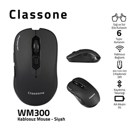 Classone WM300 Serisi Kablosuz Mouse Siyah