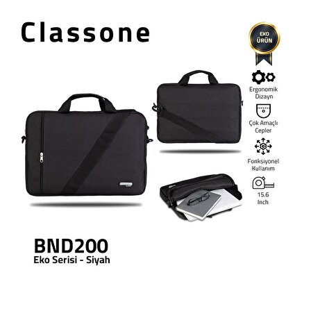 Classone Bnd200 Eko Serisi 15,6 Inç Laptop Notebook El Çantası Siyah T300 Kablosuz Mouse