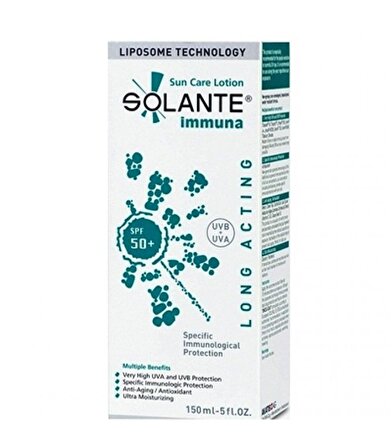 Solante Immuna 50+ Faktör Nemlendirici Tüm Cilt Tipleri İçin Renksiz Yüz Güneş Koruyucu Losyon 150 ml