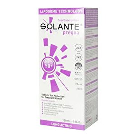 Solante Pregna 50+ Faktör Nemlendirici Tüm Cilt Tipleri İçin Renksiz Yüz Güneş Koruyucu Losyon 150 ml
