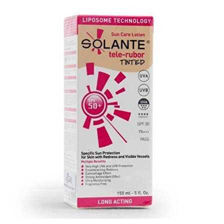 Solante Telerubor 50+ Faktör Nemlendirici Tüm Cilt Tipleri İçin Renkli Yüz Güneş Koruyucu Losyon 150 ml