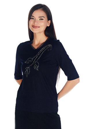 Kadın Lale/tulip Viskoz-lycra T-shirt Bluz