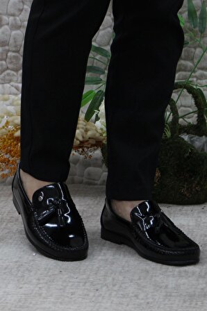 Pierre Cardin 25101 Siyah Rugan Hakiki Deri Erkek Babet Loafer Erkek Ayakkabı