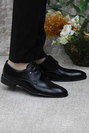 Pierre Cardin 7030-1 Siyah Açma Damat Ayakkabısı Takım Ayakkabısı Erkek Klasik Ayakkabı