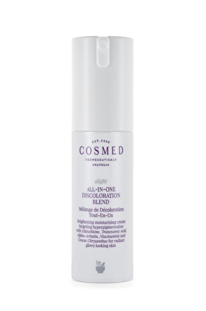 Cosmed All-In-One Discoloration Blend Tüm Cilt Tipleri İçin Su Bazlı Yağsız Nemlendirici Yüz Bakım Kremi 30 ml