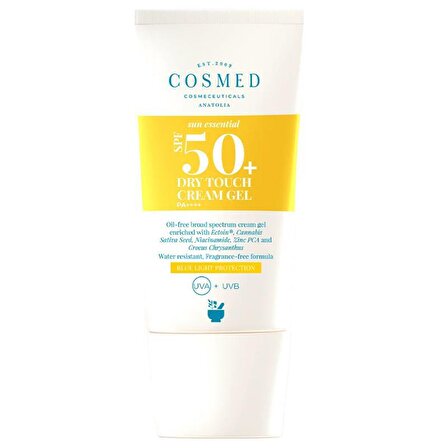 Cosmed Sun Essental Dry Touch 50 Faktör Tüm Cilt Tipleri İçin Renksiz Güneş Koruyucu Krem 40 ml