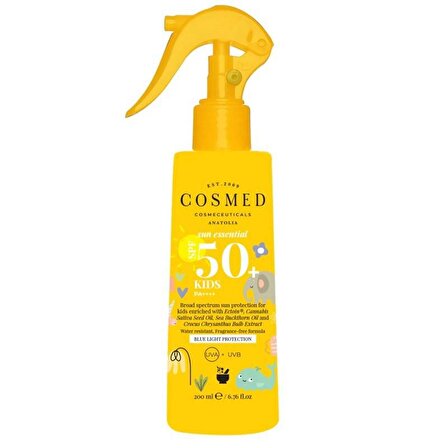 Cosmed Sun Essental 50 Faktör Tüm Cilt Tipleri İçin Renksiz Güneş Koruyucu Krem 200 ml