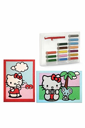 Hello Kitty Selfi Eğitici ve Eğlenceli Kum Boyama Seti-Red Castle DS-22