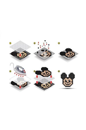 Disney Mickey Mouse Boncuk Aktivite ve Oyuncak Seti 5 Figür 1280 Boncuk-Pixel Pixel B16-03