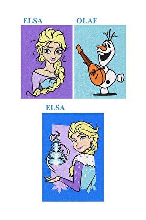 Disney Frozen Karlar Ülkesi Elsa, Anna, Olaf Çerçeveli Kum Boyama Seti-Red Castle TS-01