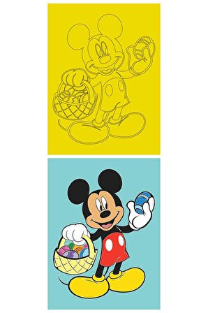 Disney Mickey Mouse, 5 Adet Büyük Boy A4, Erkek Çocuk Kum Boyama Kartı Seti-Red Castle KB-D-050