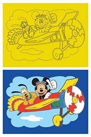 Disney Mickey Mouse, 5 Adet Büyük Boy A4, Erkek Çocuk Kum Boyama Kartı Seti-Red Castle KB-D-050