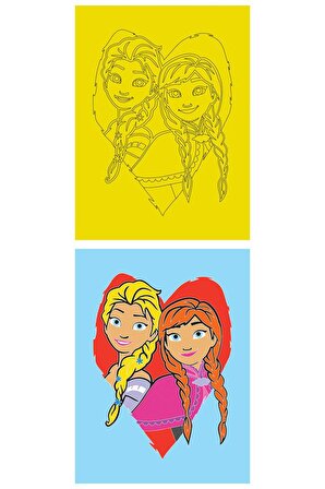 Disney Frozen, 5 Adet Büyük Boy A4, Kız Çocuk Kum Boyama Kartı Seti-Red Castle KB-D-053