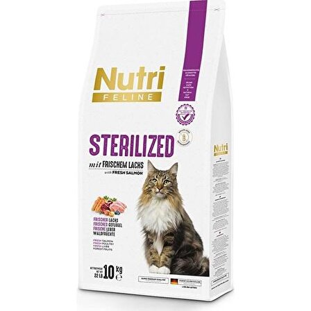 Nutri Feline Adult Sterilised Kısırlaştırılmış Somonlu Yetişkin Kedi Maması 10 kg