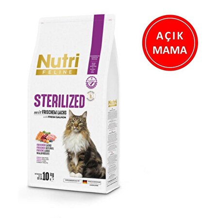 Nutri Feline Sterilized Somonlu Kısırlaştırılmış Kedi Maması 1 kg AÇIK