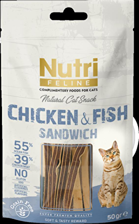 Nutri Feline Natural Cat Snack Balık Eti - Kümes Hayvanlı Çubuk Yetişkin Kedi Ödülü 50 g 