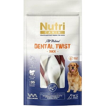 Nutri Canin Dental Twist Ördekli Köpek Ödülü S/M 80 gr