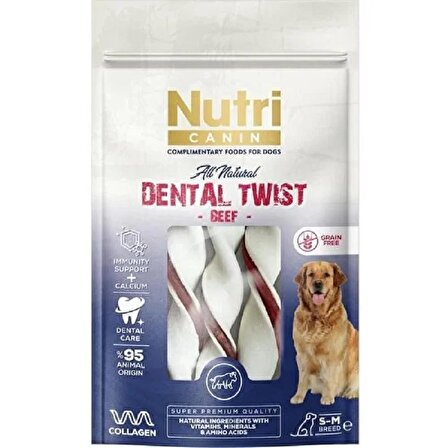 Nutri Canin Dental Twist Biftekli Köpek Ödülü S/M Breed 80 gr