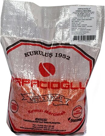 %100 Yerli Türk Malı Kırmızı Yaprak Mercimek 2.5kg (Cilalı)
