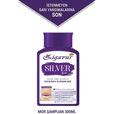 Zigavus Silver Mor Şampuan 300 ml - ve Keratin Içerikli - Renk Koruyucu