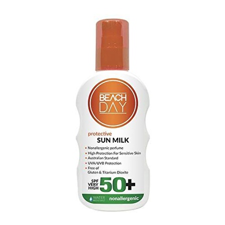 Beach Day Protective Nonallergenic 50+ Faktör Hassas Ciltler İçin Renksiz Yüz Güneş Koruyucu Krem 150 ml