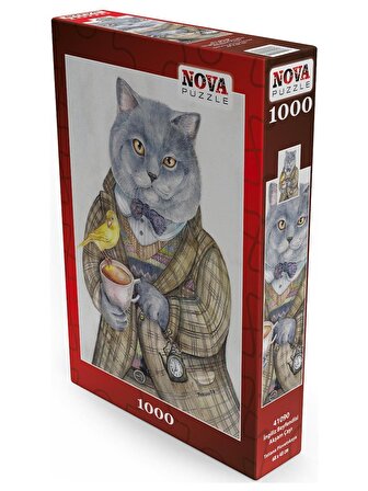 Nova İngiliz Beyefendisi Akşam Çayı 1000 Parça Puzzle (Kedi Puzzle)
