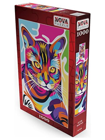 Nova Puzzle Renkli Kedi 12+ Yaş Küçük Boy Puzzle 1000 Parça
