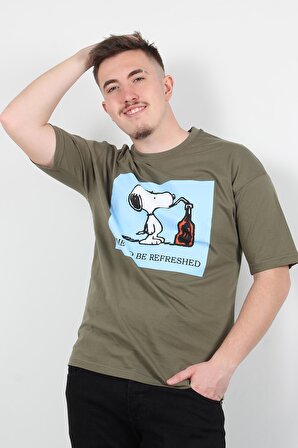 3508 Snoopy Baskılı Time To Be Yazılı Oversize O Yaka Tshirt