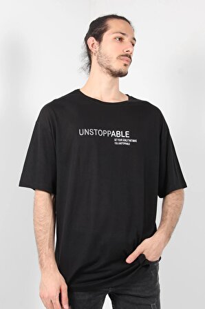 010 Unstoppable Baskılı Oversize T-shirt