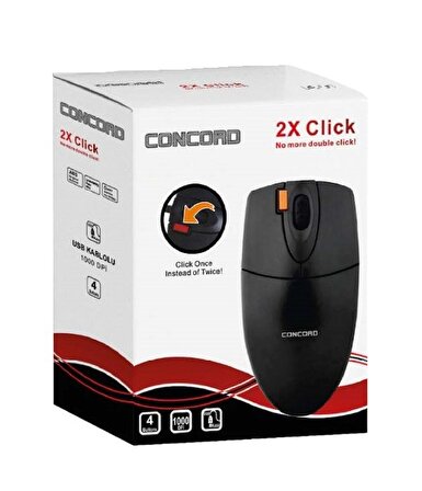 Concord C1 2x Click 1000 Dpi Kablolu Mouse