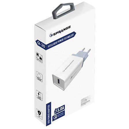 Sprange Q-30 USB Hızlı Şarj Aleti Beyaz