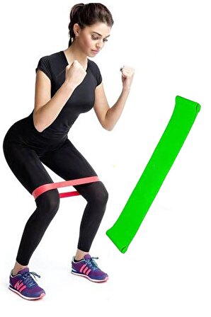 Aerobik Band Pilates Plates Yoga Fitness Squat Çalışma Lastiği Latex Egzersiz Bandı Yeşil