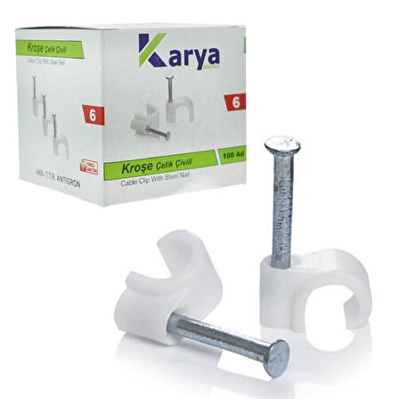 KARYA 6 NUMARA ÇELİK ÇİVİLİ 12 MM KROŞE (100LÜ PAKET)(4X6 ANTİGRON KABLOLAR İÇİN)