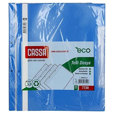 Cassa Eco A4 Telli Dosya 50 Adet Mavi