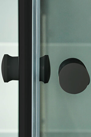 Sanica Magna Cam Duşakabin Oval Siyah Şerit Desen 4 mm 80 x 80 cm H:178