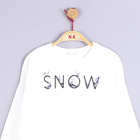 Kız Çocuk Sweat-Shirt Snow Dijital Baskılı Ekru