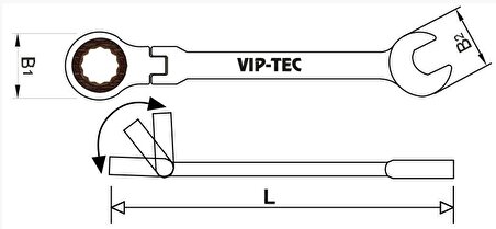 Vip-Tec Kombine Anahtar Cırcırlı 19Mm