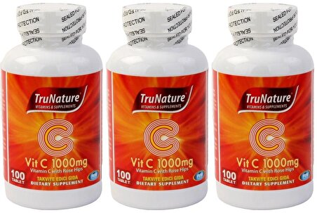 Trunature C Vitamini 1000 Mg Kuşburnu Ekstresi 3x100 Tablet Vitamin C Rose Hips