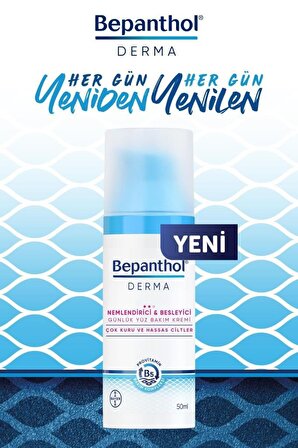 Bepanthol Derma Nemlendirici Tüm Cilt Tipleri İçin Su Bazlı Yağsız Besleyici Yüz Bakım Kremi 50 ml