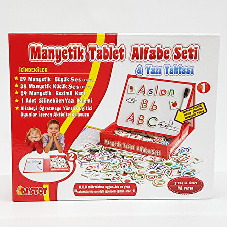 MANYETİK TABLET ALFABE SETİ YAZI TAHTASI 98 PARÇA