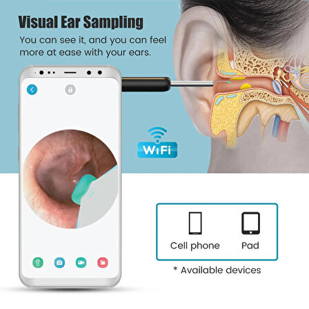kameralı ve şarjlı kulak temizleme cihazı ( ios ve androıd uyumlu)
