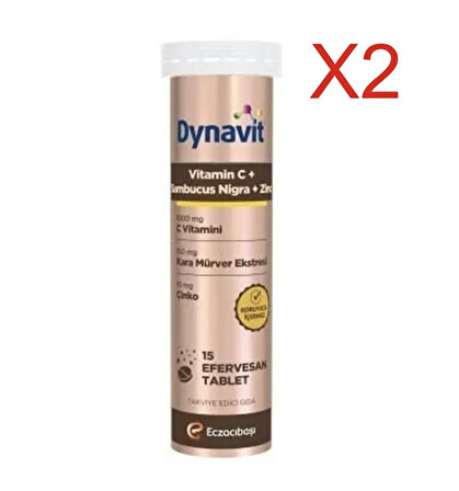 2 X Dynavit Vitamin C + Sambucus Nigra 15 Efervesan Tablet