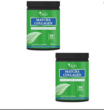 Hud Matcha Kolajen (Tip I ve Tip Iıı) ve Yeşil Çay Ekstresi 300 G (30 Günlük Porsiyon) 2'li Set