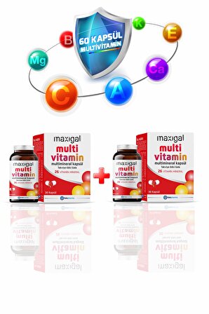 Maxigal Multivitamin Multimineral 30 Kapsül Takviye Edici Gıda - 2'li Paket