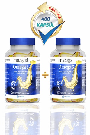 Maxigal Omega 3 Balık Yağı Trigliserid 2000 mg  200 Kapsül 2'li Paket