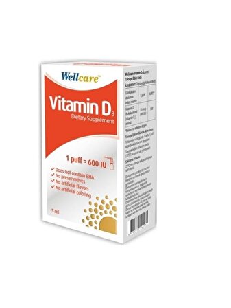 Wellcare Vitamin D3 600'lü 5 ml